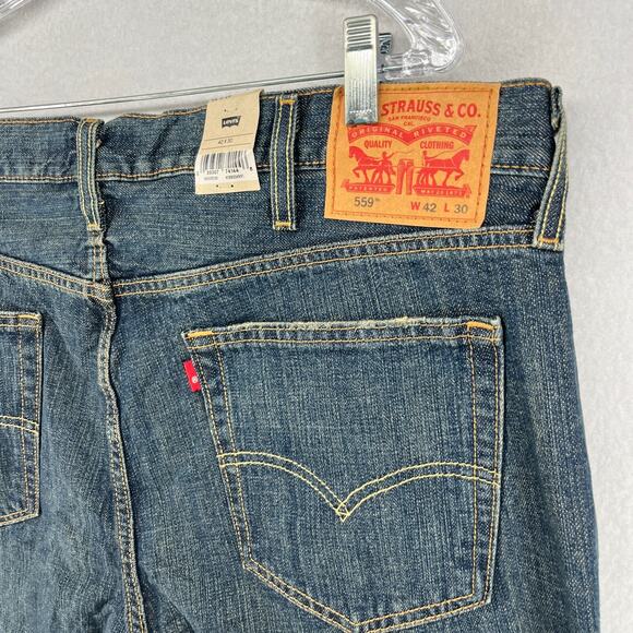 LEVIS 559 Jeans Mens 42x30 Relaxed Straight Fit Stretch Cotton Wash Blue NEW - Picture 6 of 16